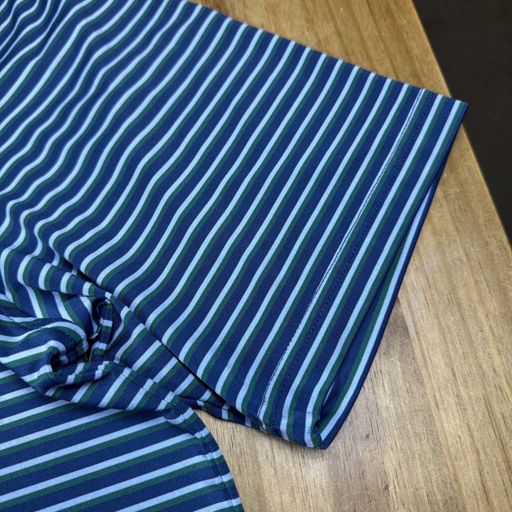 SOLD Turtleson Short Sleeve Golf Polo Shirt Mens XL Blue/Green Striped Logo - Picture 8 of 11